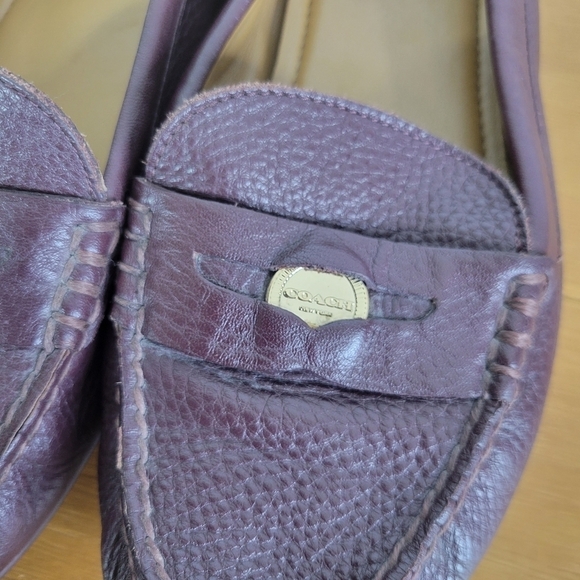 Women's burgundy Coach Penny Loafers - Picture 4 of 7